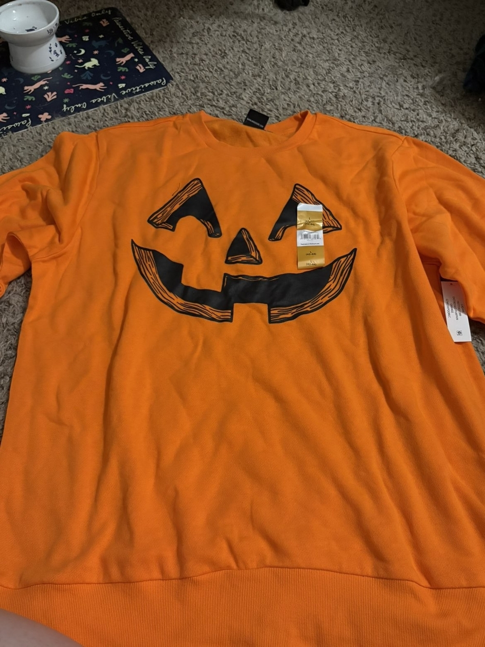 Orange Pumpkin Face Sweatshirt Costume